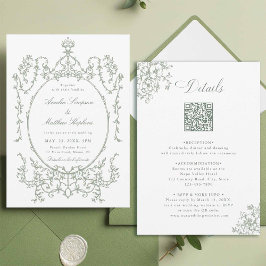 Alles in een Floral Lijst Green Wedding Kaart