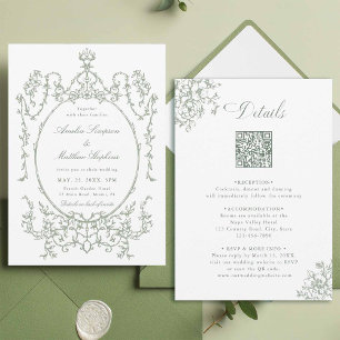 Alles in een Floral Lijst Green Wedding Kaart