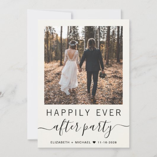 Alles in een foto QR Code Cream bruiloft receptie Kaart (Voorkant)