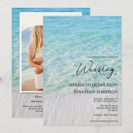 Alles in één foto-Zee van zeezand-strand Kaart (Voorkant / Achterkant)