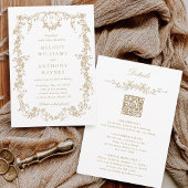 Alles in één Franse Victoriaans gouden bloemenbrui Kaart