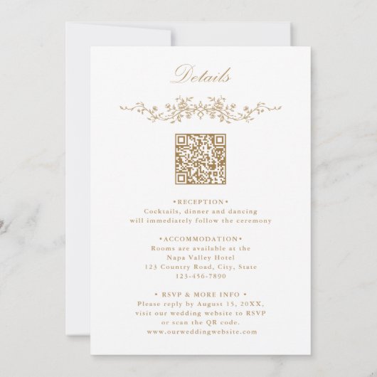 Alles in één Franse Victoriaans gouden bloemenbrui Kaart (Achterkant)