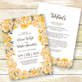 Alles in één gele bloemenbruiloft kaart