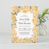 Alles in één gele bloemenbruiloft kaart (Staand voorkant)