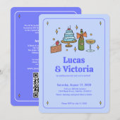 Alles in één gewaagde lavendelblauwe grillige QR-c Kaart (Voorkant / Achterkant)