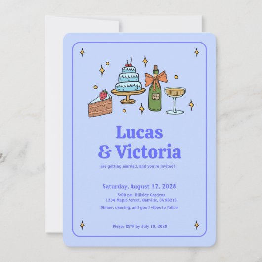 Alles in één gewaagde lavendelblauwe grillige QR-c Kaart (Voorkant)