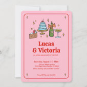 Alles in één gewaagde rode en roze grillige QR-cod Kaart (Voorkant)