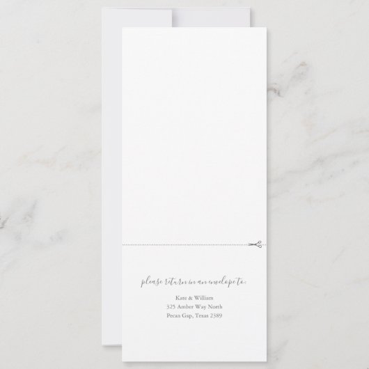 Alles in één grijs en witboek bruiloft kaart (Achterkant)