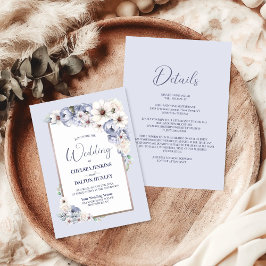 Alles in één grijze bloemenbruiloft kaart