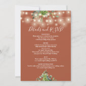 Alles in een groen licht terracotta bruiloft kaart (Achterkant)