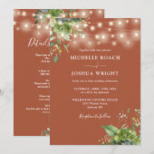 Alles in een groen licht terracotta bruiloft kaart (Voorkant / Achterkant)
