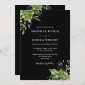 Alles in één groen zwart-wit bruiloft kaart (Voorkant / Achterkant)