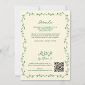 Alles in een groene hand getekend QR Code Wedding Kaart (Achterkant)
