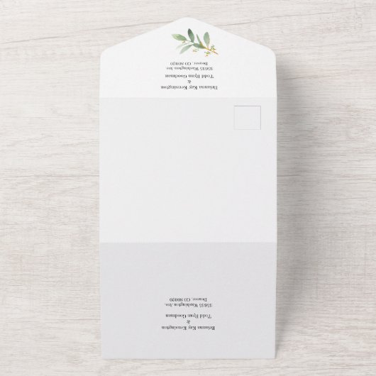 Alles in één groene Waterverf All In One Uitnodiging (Buitenkant)