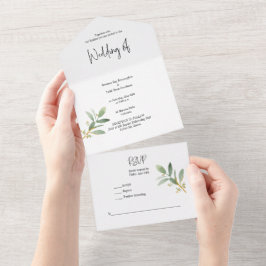 Alles in één groene Waterverf All In One Uitnodiging