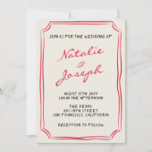 Alles in één hand geschreven grillige retro bruilo kaart (Voorkant)