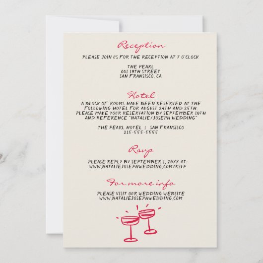 Alles in één hand geschreven grillige retro bruilo kaart (Achterkant)