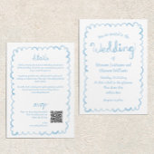 Alles in één hand getekend lichtblauw QR RSVP brui Kaart