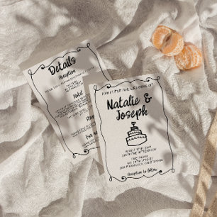 Alles in een hand getekende taart retro Lijst brui Kaart