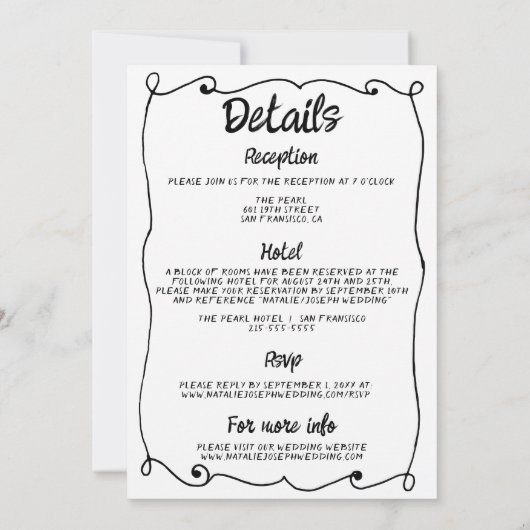 Alles in een hand getekende taart retro Lijst brui Kaart (Achterkant)