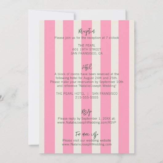 Alles in één handgeschreven grillige pastelbruilof kaart (Achterkant)