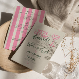 Alles in één handgeschreven grillige pastelbruilof kaart