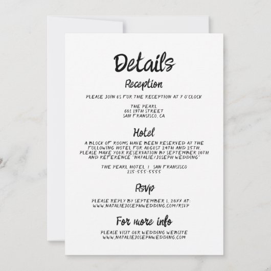 Alles in één handgeschreven moderne lijst retro br kaart (Achterkant)