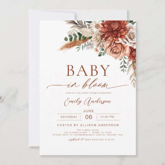 Alles in één Herfst Wildflower Baby in Bloom Showe Kaart (Voorkant)