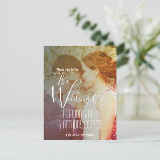 Alles-in-één info RSVP- en trouwbudgetuitnodiging Kaart (Staand voorkant)