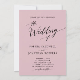 Alles in één kalligrafie Chic Dusty Roos Wedding Kaart
