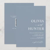 Alles in één kalligrafie — Stusty Blue Wedding Kaart (Voorkant / Achterkant)
