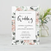 Alles in één kalligrafie Stusty Roses Wedding Kaart (Staand voorkant)