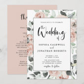 Alles in één kalligrafie Stusty Roses Wedding Kaart (Voorkant / Achterkant)