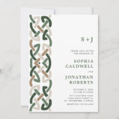 Alles in één Keltische knoop Monogram Modern Weddi Kaart (Voorkant)