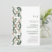 Alles in één Keltische knoop Monogram Modern Weddi Kaart (Staand voorkant)