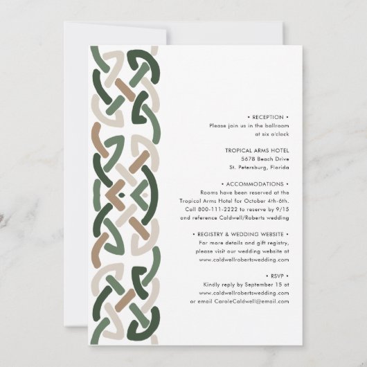 Alles in één Keltische knoop Monogram Modern Weddi Kaart (Achterkant)