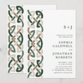 Alles in één Keltische knoop Monogram Modern Weddi Kaart (Voorkant / Achterkant)