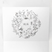 Alles in één | Klassieke Botanische Bloemen Bruilo Drieluik Uitnodiging (Binnenzijde eerst)