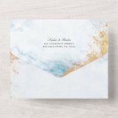 Alles in één klassieke Luxe marmer Wedding All In One Uitnodiging (Achterkant)