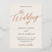 Alles in één klassieke Roos Gold Foil hand met bri Folie Uitnodiging (Voorkant)