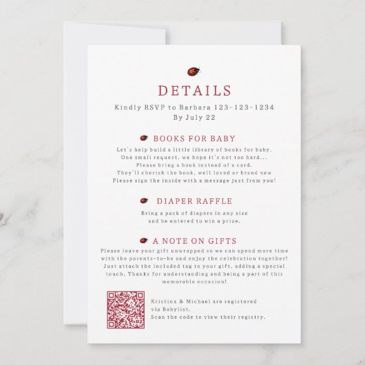 Alles in een klein lieveheersbeestje QR Code Douch Kaart (Achterkant)