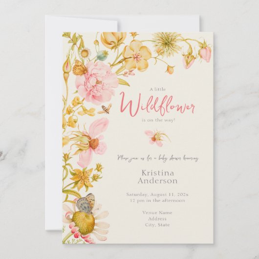 Alles in een klein Wildflower Baby shower Kaart (Voorkant)