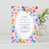 Alles in een kleurrijke bloemenovale bruiloft kaart (Staand voorkant)