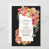 Alles in een kleurrijke papavers zwart bruiloft kaart (Voorkant)