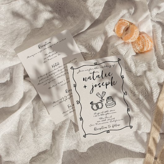 Alles in een krabbel hand getekend geschreven brui kaart