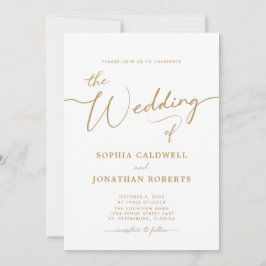 Alles in één legant Gold Calligraphy Wedding Kaart