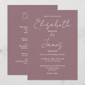 Alles in één Mauve minimalistische elegante bruilo Kaart (Voorkant / Achterkant)