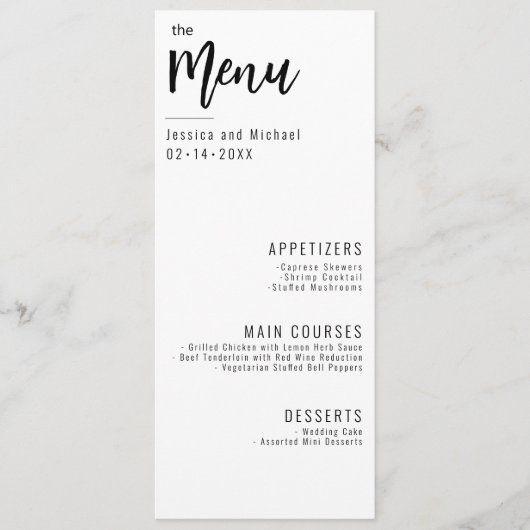 💍Alles in één menu & Drinken menuMinimalistisch E (Voorkant)