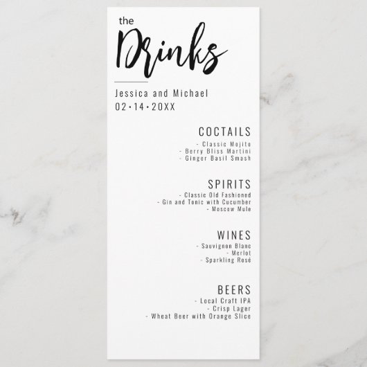 💍Alles in één menu & Drinken menuMinimalistisch E (Achterkant)