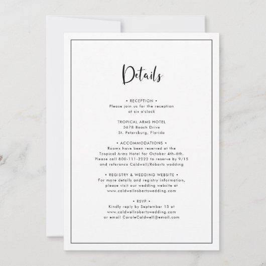 Alles-in-één met details over de rand van het huwe kaart (Achterkant)